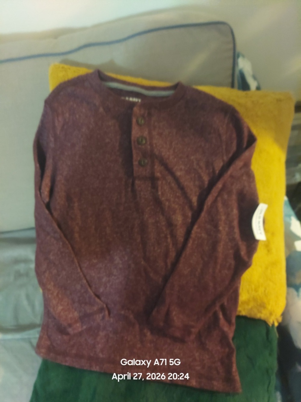 Old Navy Maroon Long Sleeve Henley Top